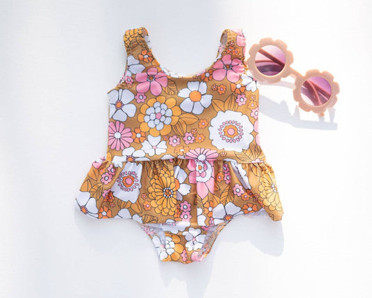 Boho Flower Power One Piece Swimsuit for Baby, Toddler and G