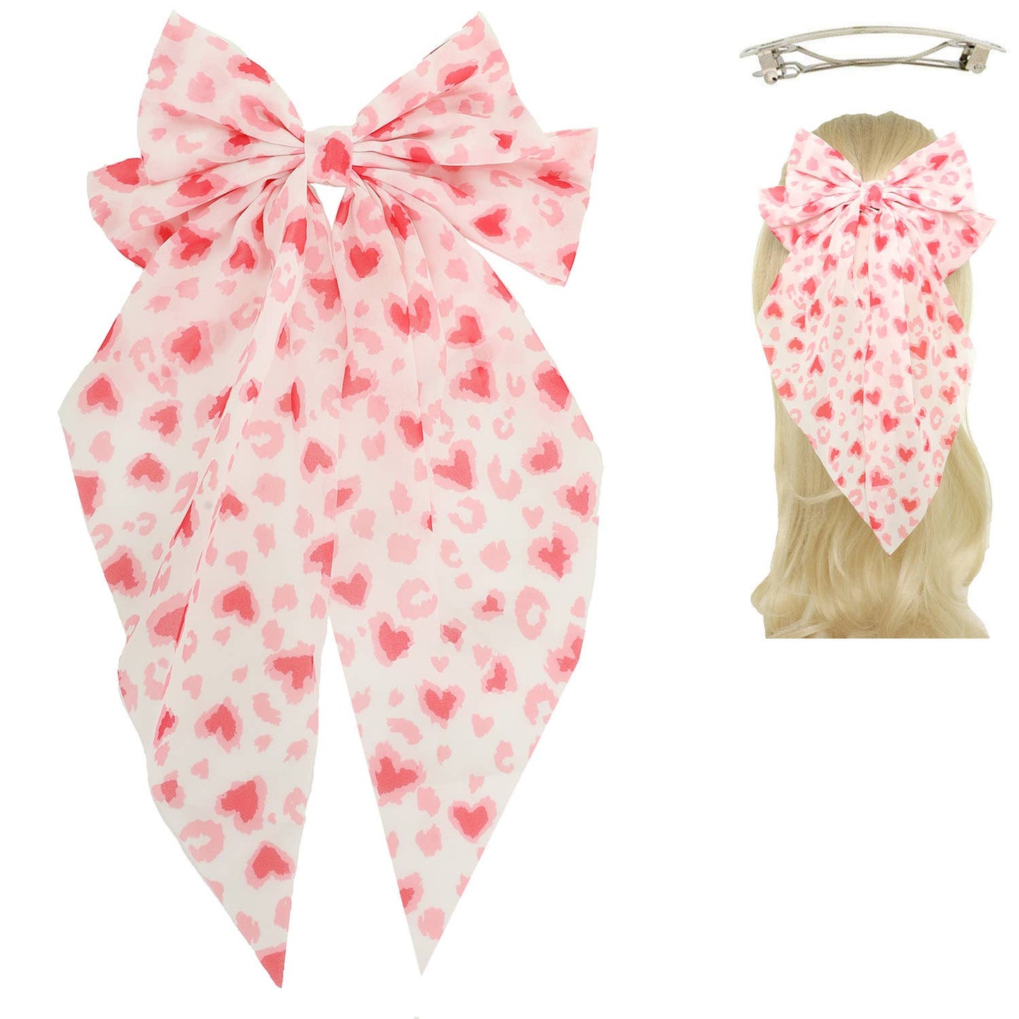Valentines Day Theme Bow Barrette Hair Clip