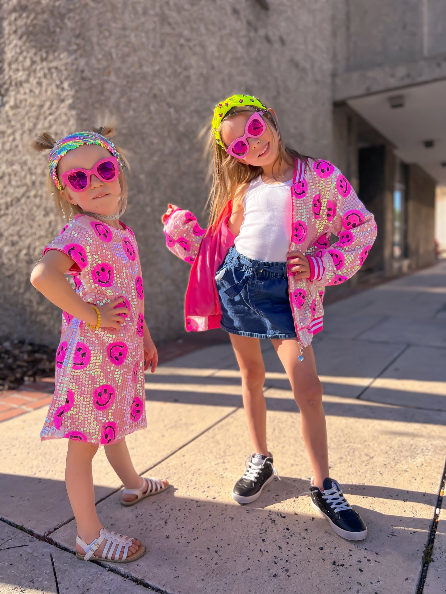 All Smiles Girls Sequins Bomber Jacket