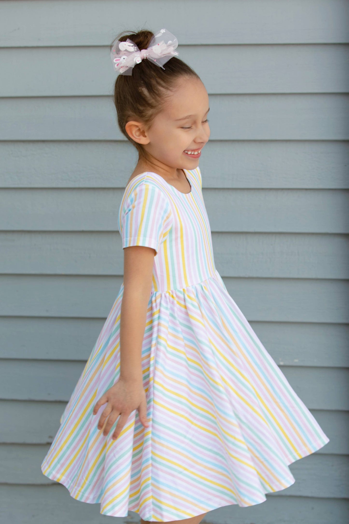 Classic Twirl Dress in Pastel Stripe