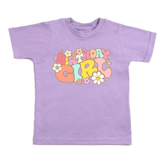 Groovy Birthday Girl Short Sleeve T-Shirt - Kids Birthday