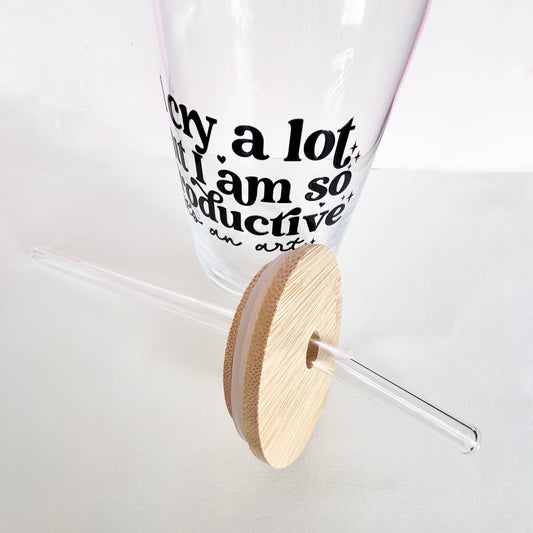 I cry a lot but I am so productive Glass Tumbler - It’s an art | The Tortured Poets Department, new Taylor Swift Album, TTPD glass can, i cry a lot glass can