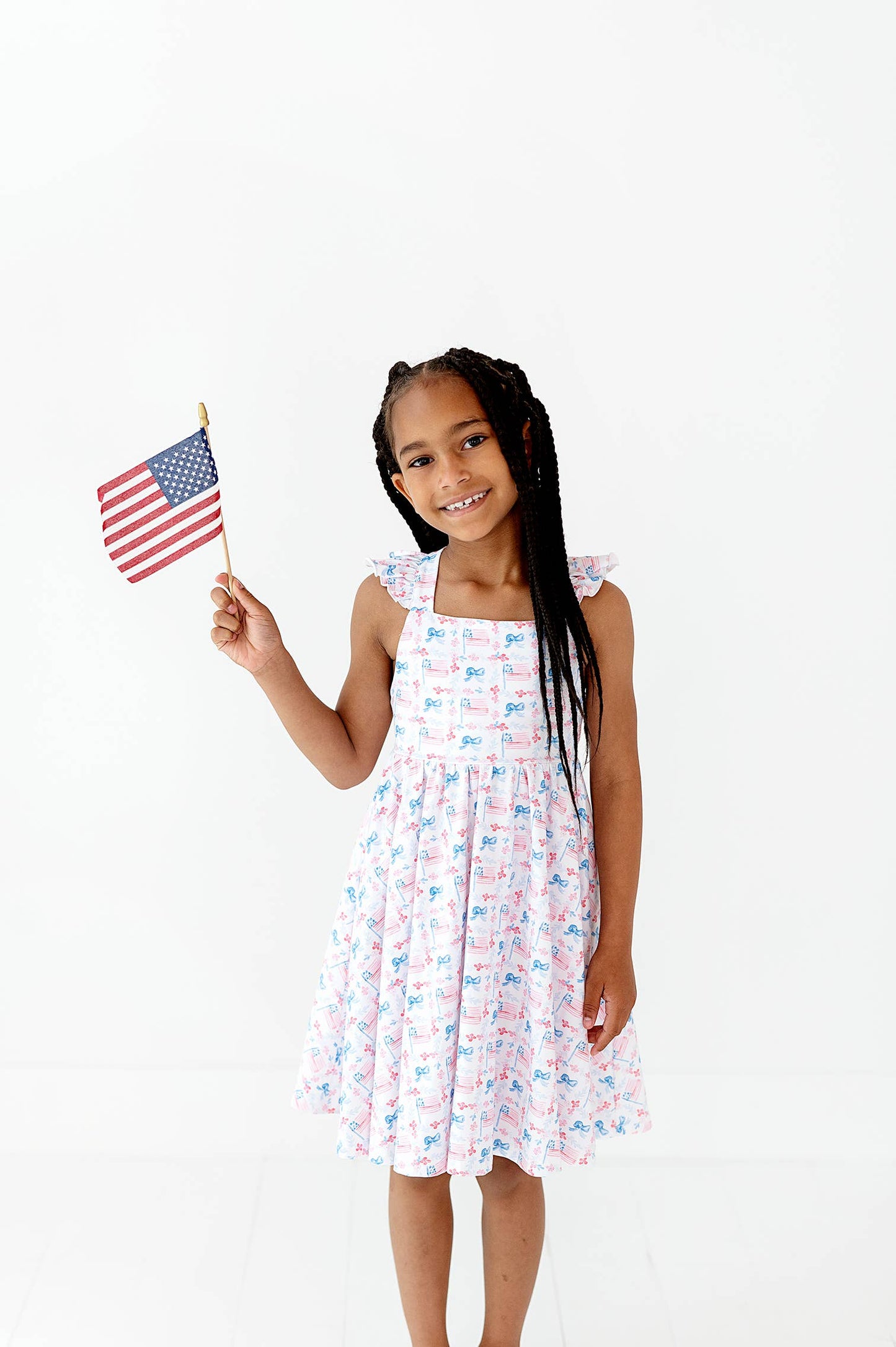 Rosita Dress in Patriotic Flags| Pocket Twirl Dress