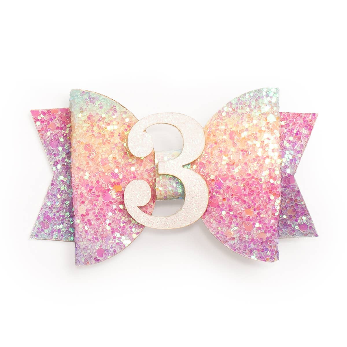 Pastel Rainbow Bow #3 Clip - Kids Birthday Hair Clip