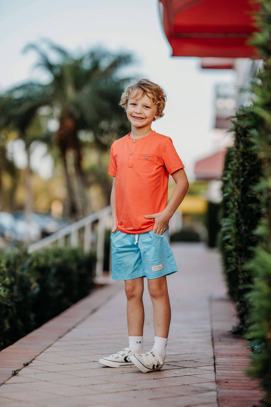 Boys Orange Short Sleeve Tee, sensory friendly, fall