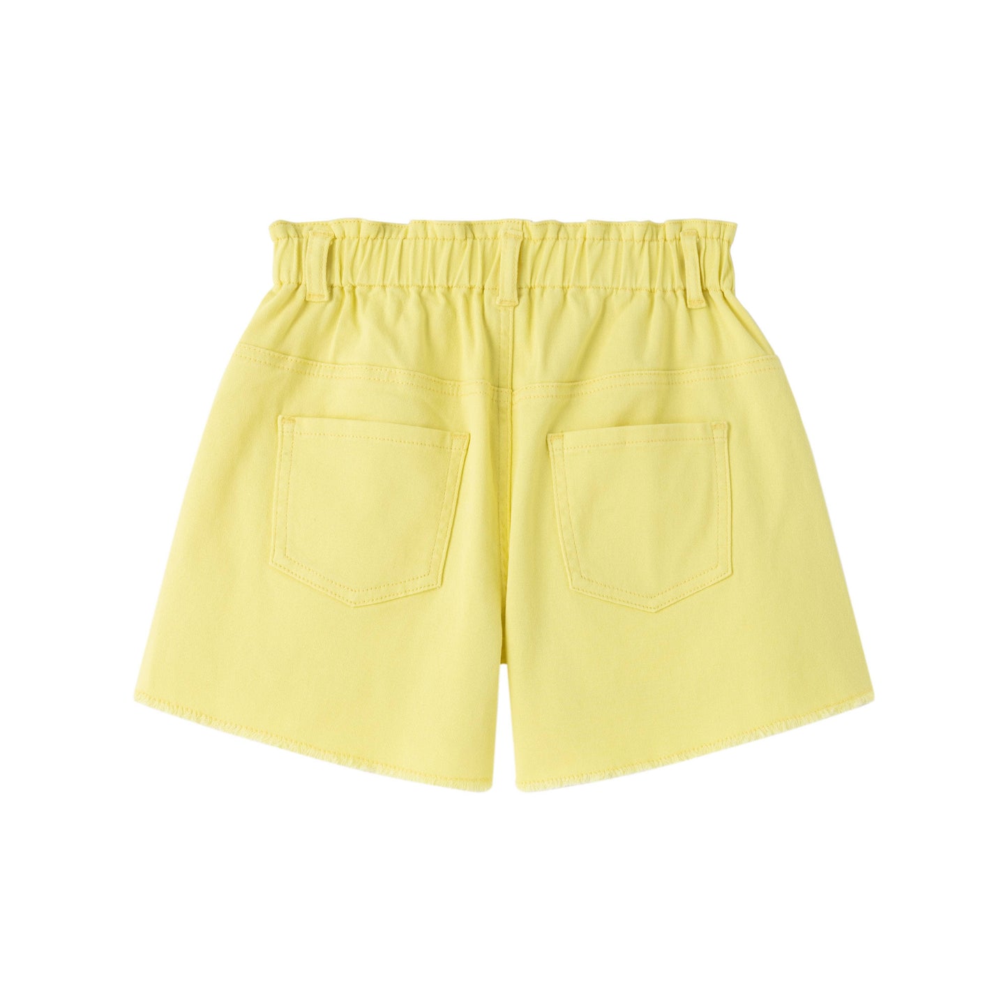 Elastic Ruffle Waist Denim Shorts