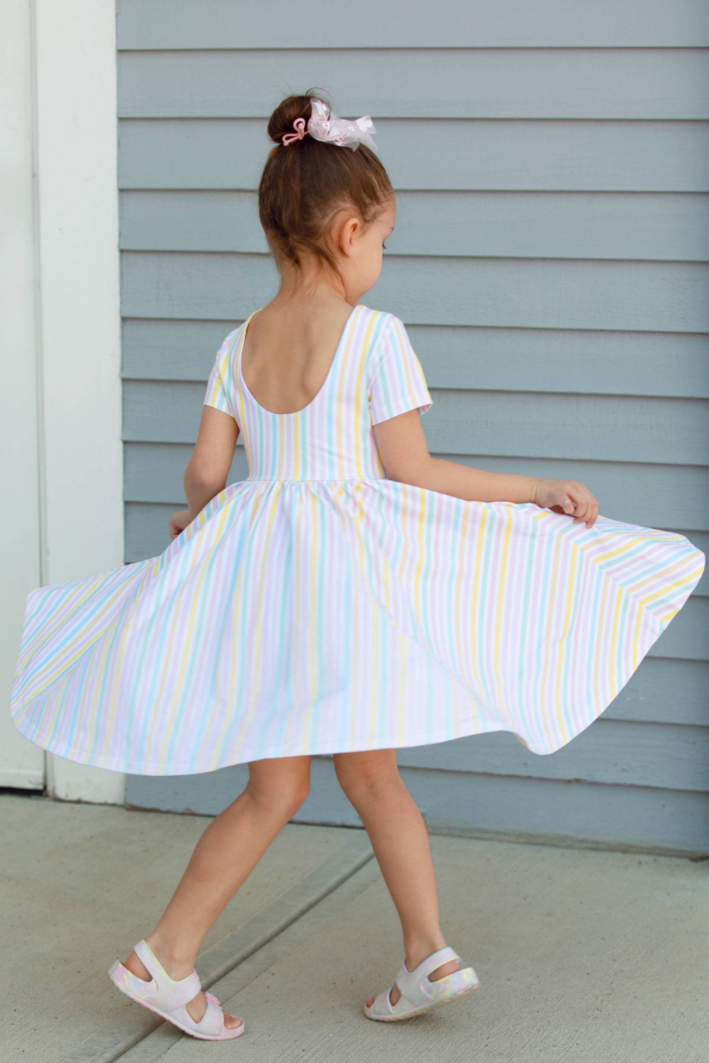 Classic Twirl Dress in Pastel Stripe