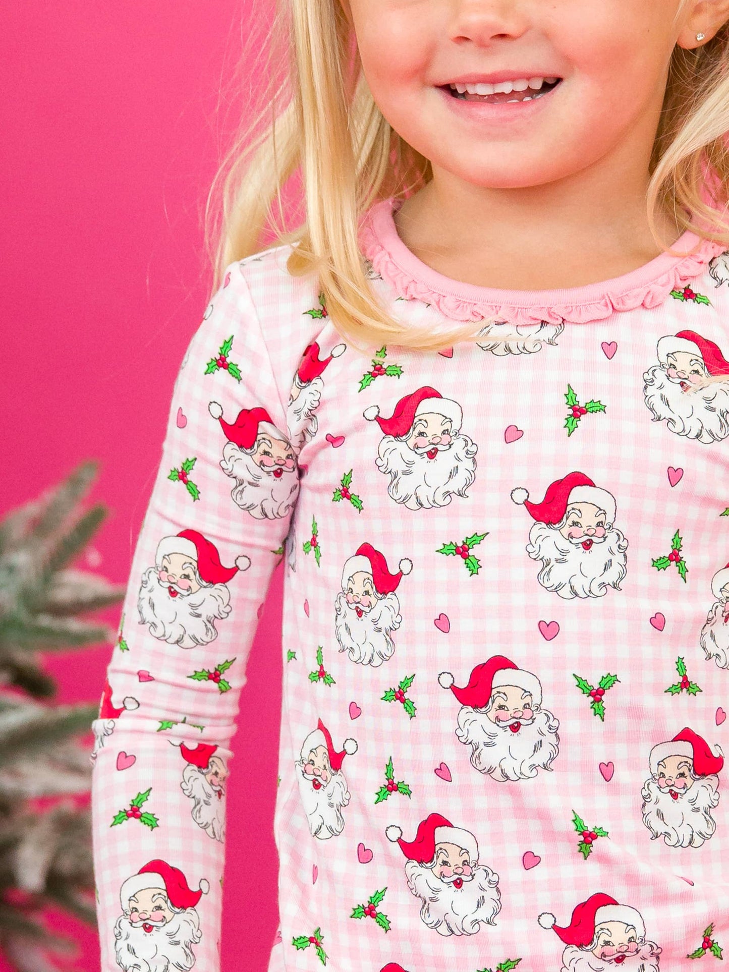 Toddler Girls Dear Santa Bamboo Viscose Ruffle Long Sleeve Pajama Set