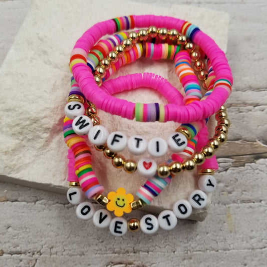 Taylor Swift Clay Fan Bracelet Set Of 5 With Card