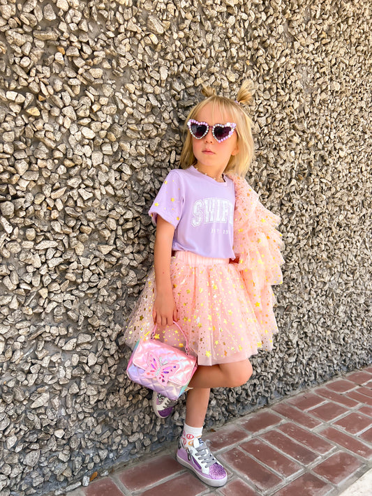 Metallic Quilted Butterfly Top Handle Mini Bag