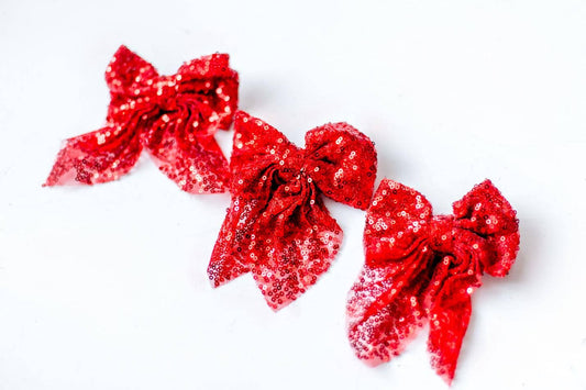 Red Sequin Hair Bow