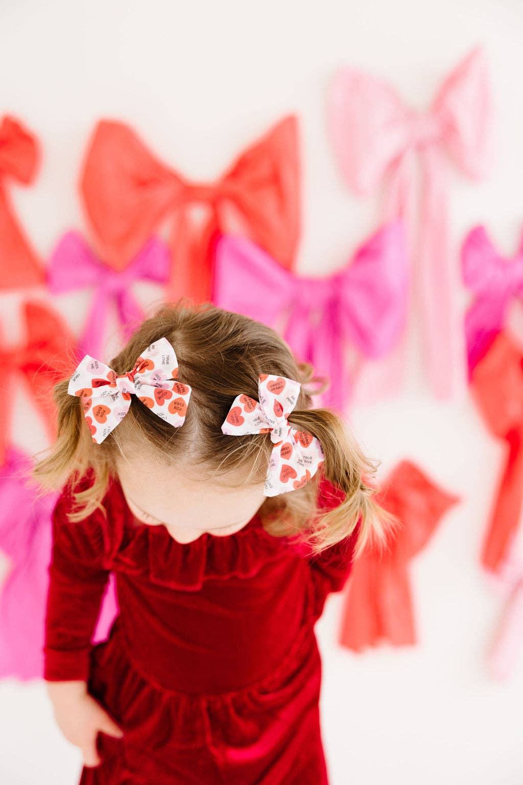 Red & Pink Conversation Small Pinwheel Pigtails