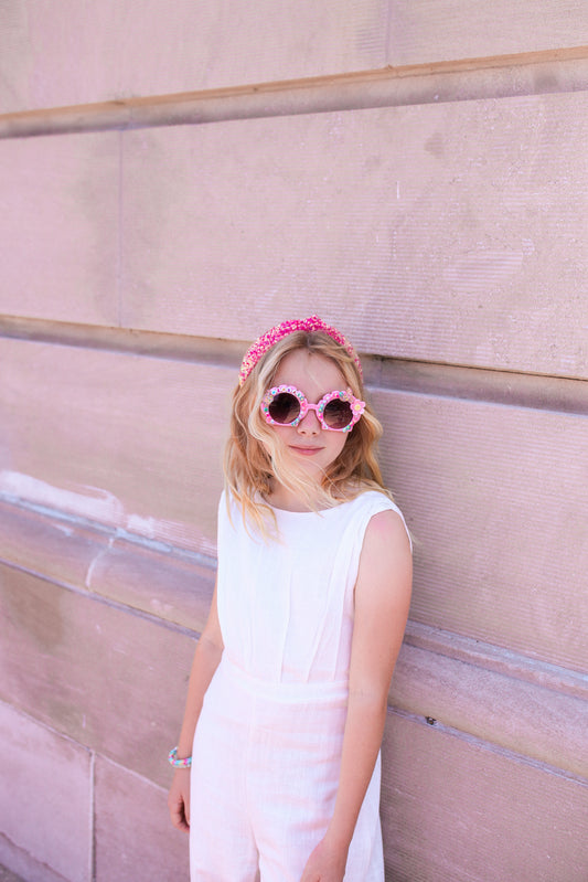 Girl's jumpsuit in off-white linen