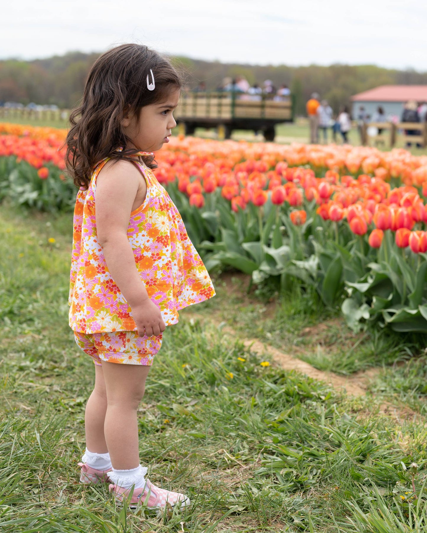 Summer Vintage Floral Two Piece Set for Baby Girls Clothes