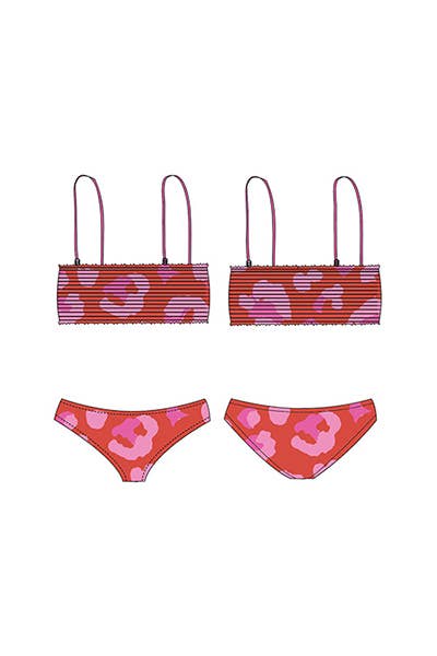 Girls Smocked two piece printed Swimsuit