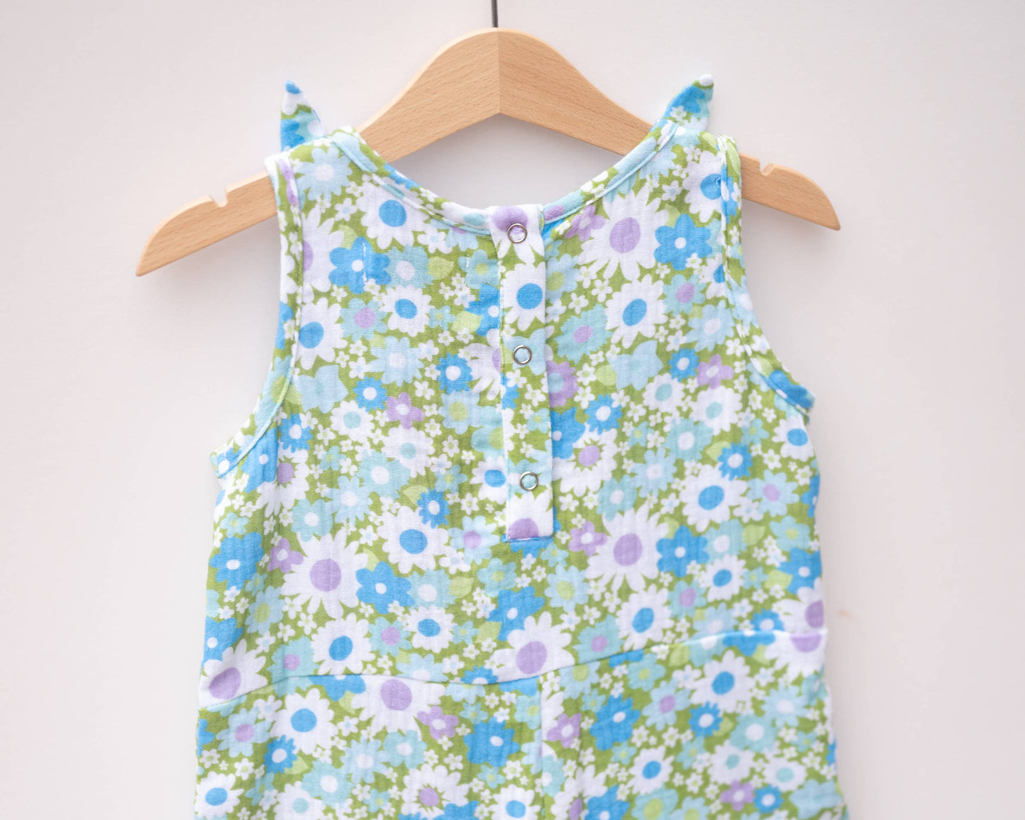 Blue & Green Flower Power Summer Romper Baby Toddler Girl