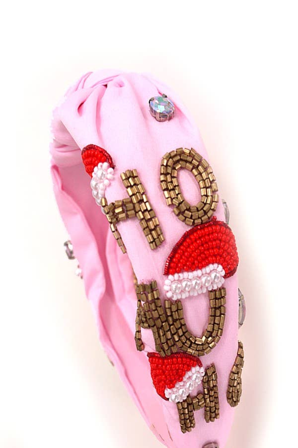 HO HO HO CHRISTMAS HOLIDAY SEED BEAD HEADBAND