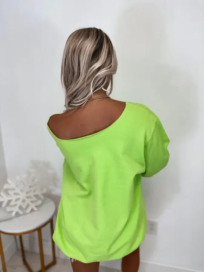 Grinch Don't Kill My Vibes Lime Green Off Shoulder Graphic
