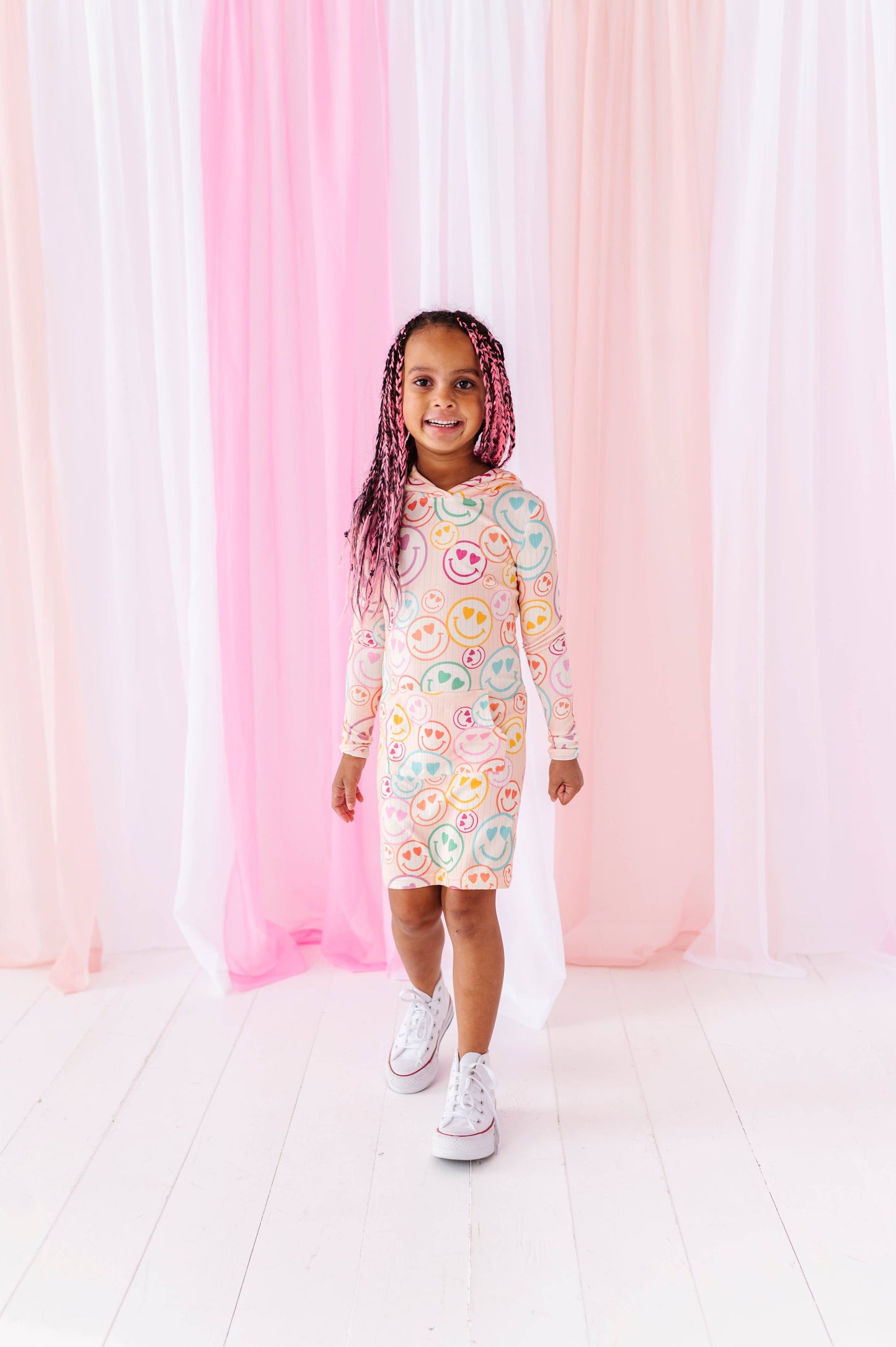 Heart Smilies | Ribbed Hoodie Dress
