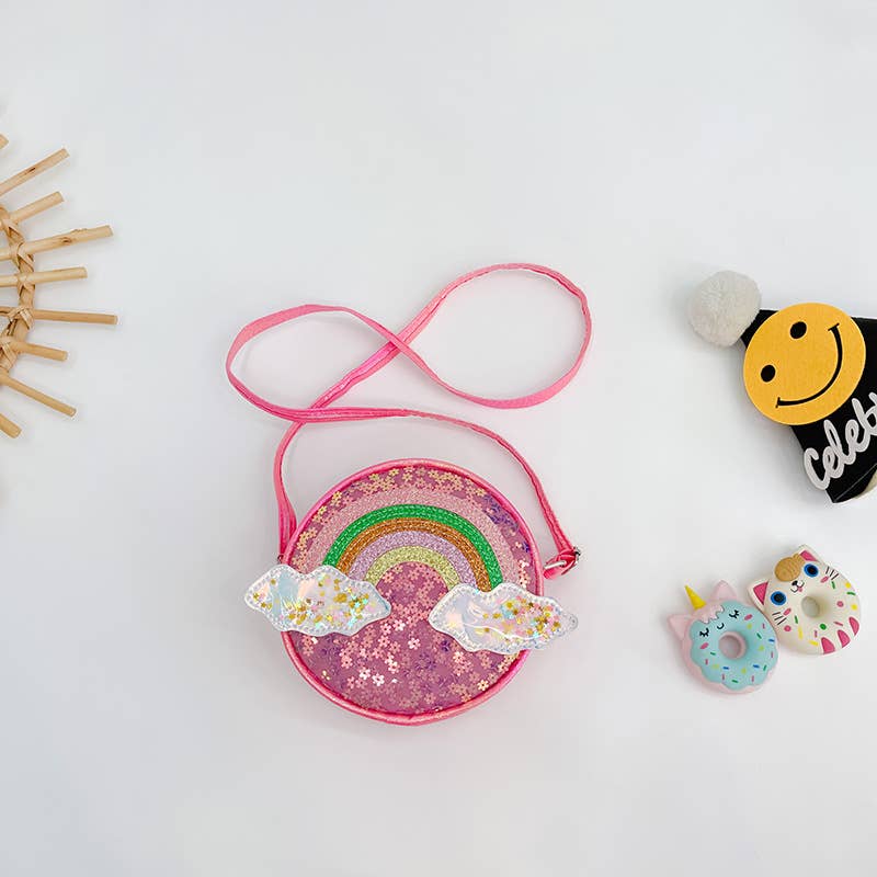 Girls Rainbow Sequined Crossbody Bag small Coin Purse
