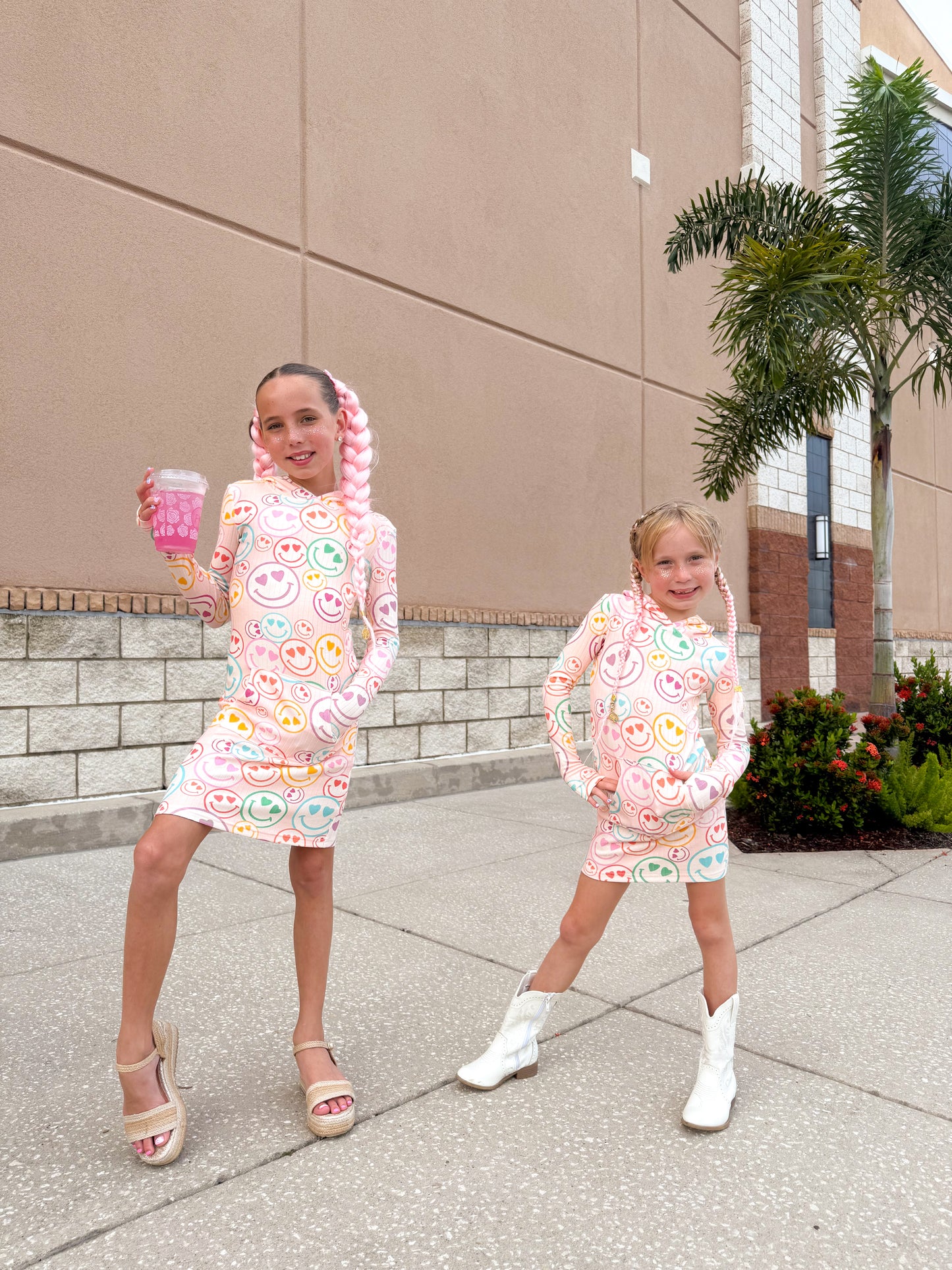 Heart Smilies | Ribbed Hoodie Dress