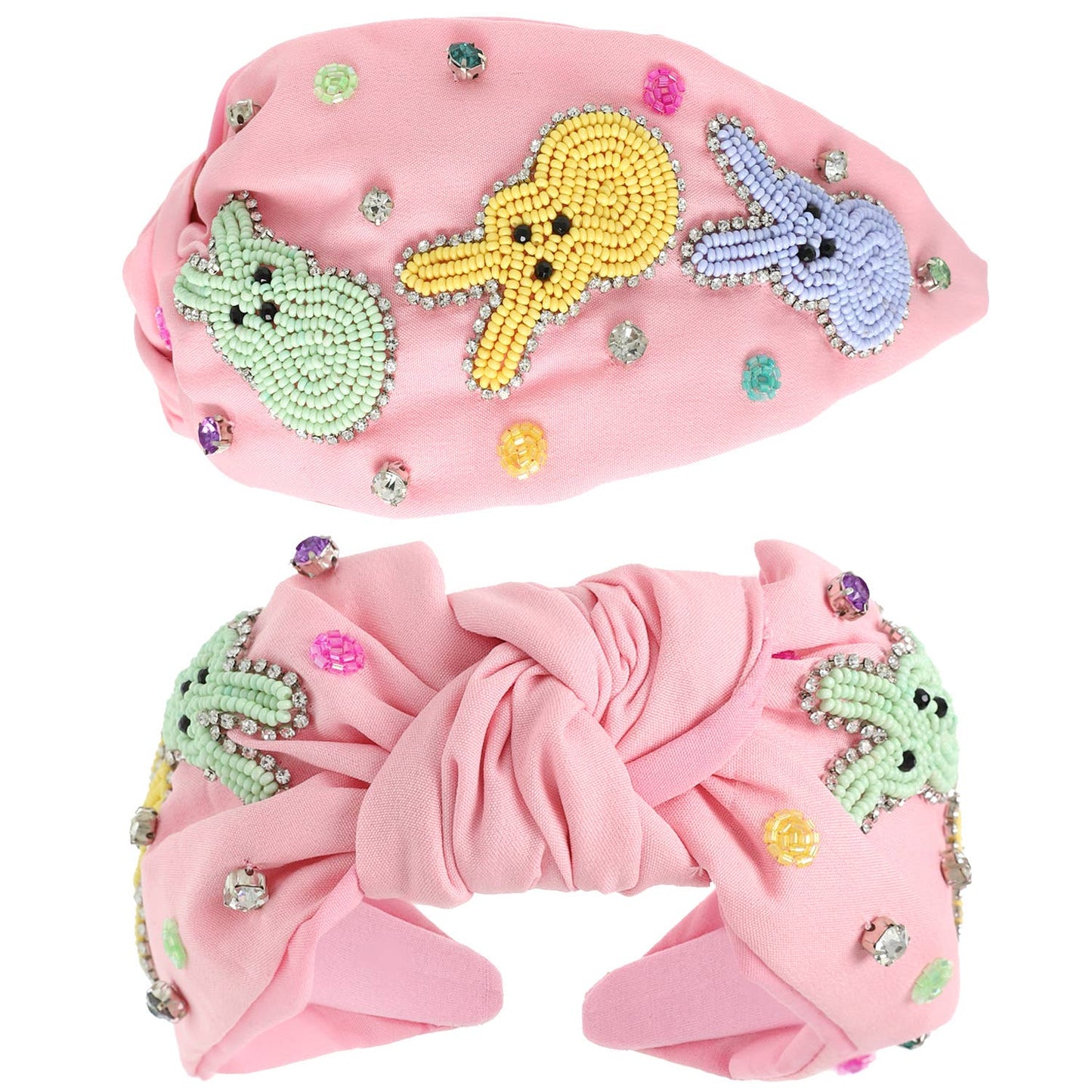 Easter Polka Dot Beaded Top Knotted Headband