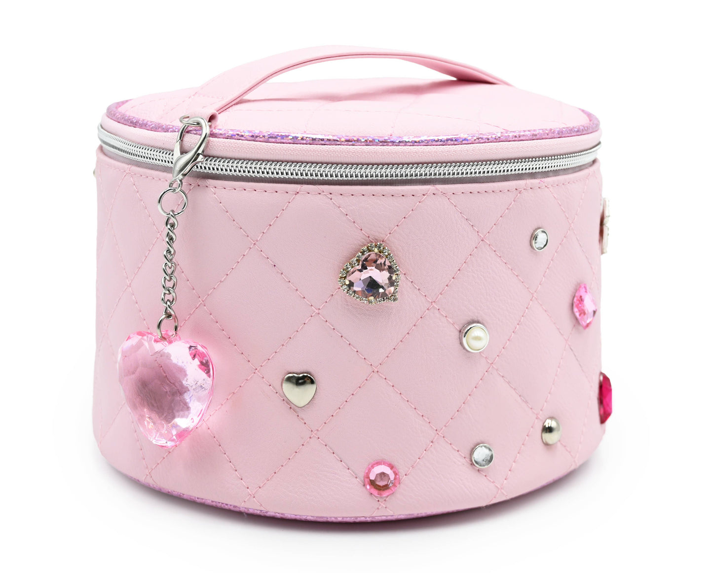 Quilted Rhinestone Makeup Bag