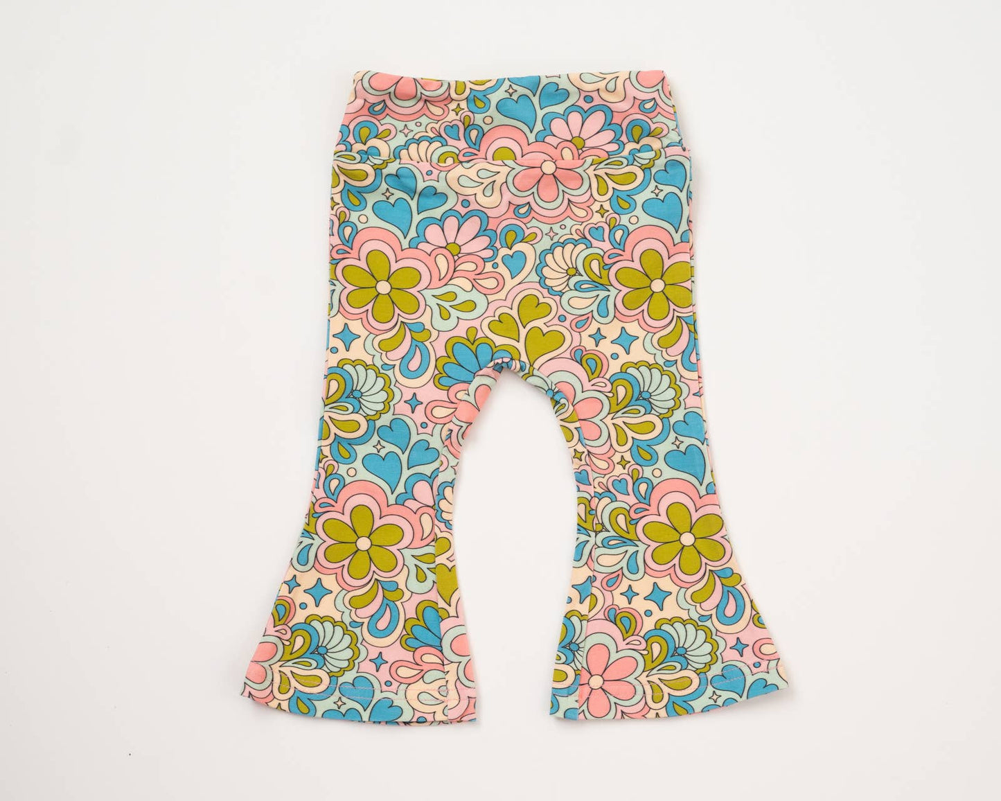 Blue Psychedelic 60s Girls Bell Bottoms Leggings