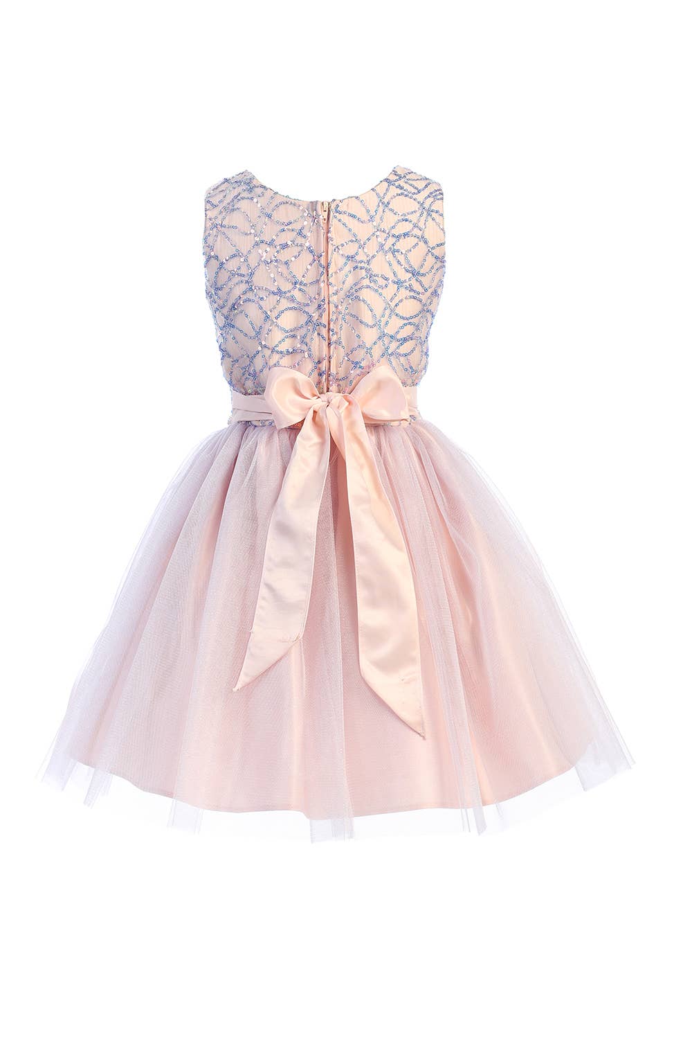 SK887 - multi tone sequin with satin & crystal tulle