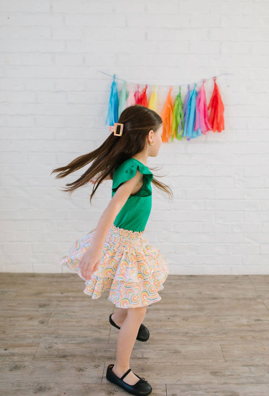Ruffle Skort in Primary Rainbow
