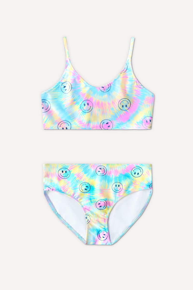 High Shine Plus Two Piece Swimsuit - Pink Lemonade Smiley