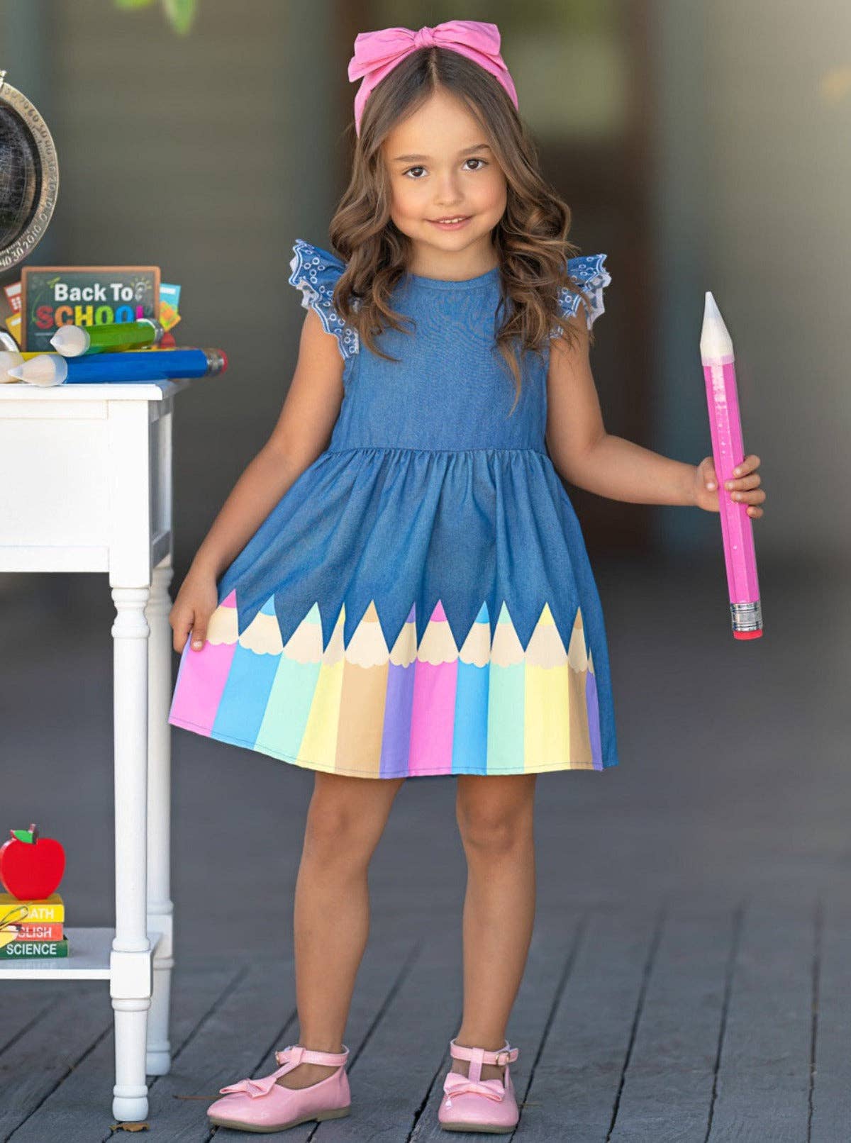 Color Me Pretty Ruffle Sleeve Denim Dress
