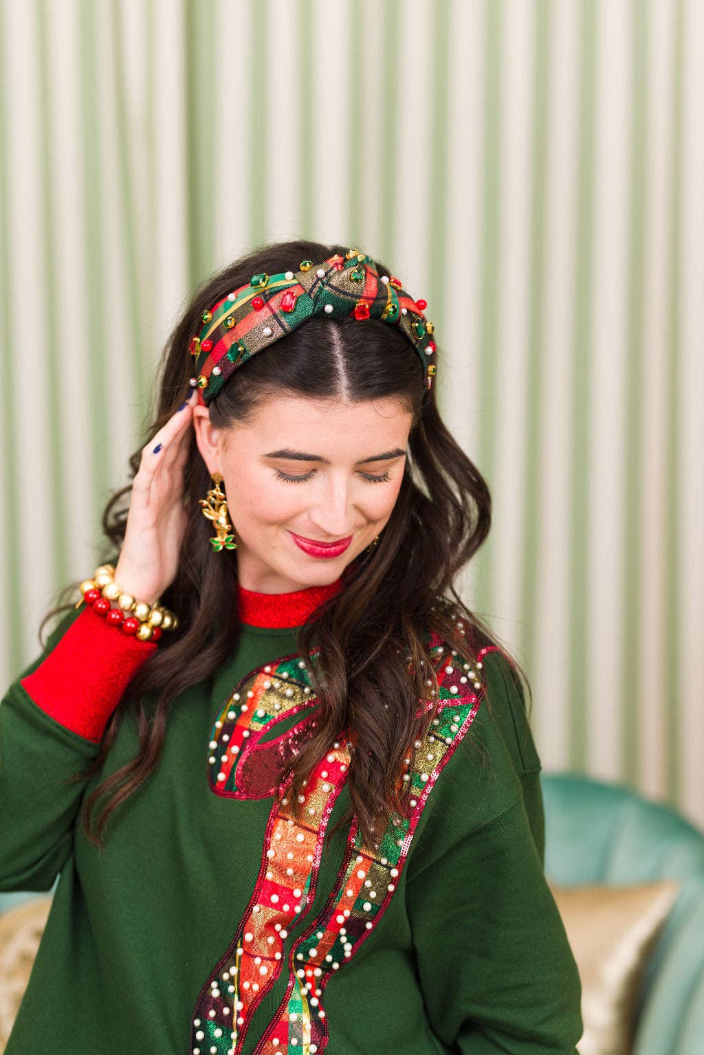 BC Green Holiday Plaid Bow Sweatshirt PRE-ORDER (Est Ship 11/21)