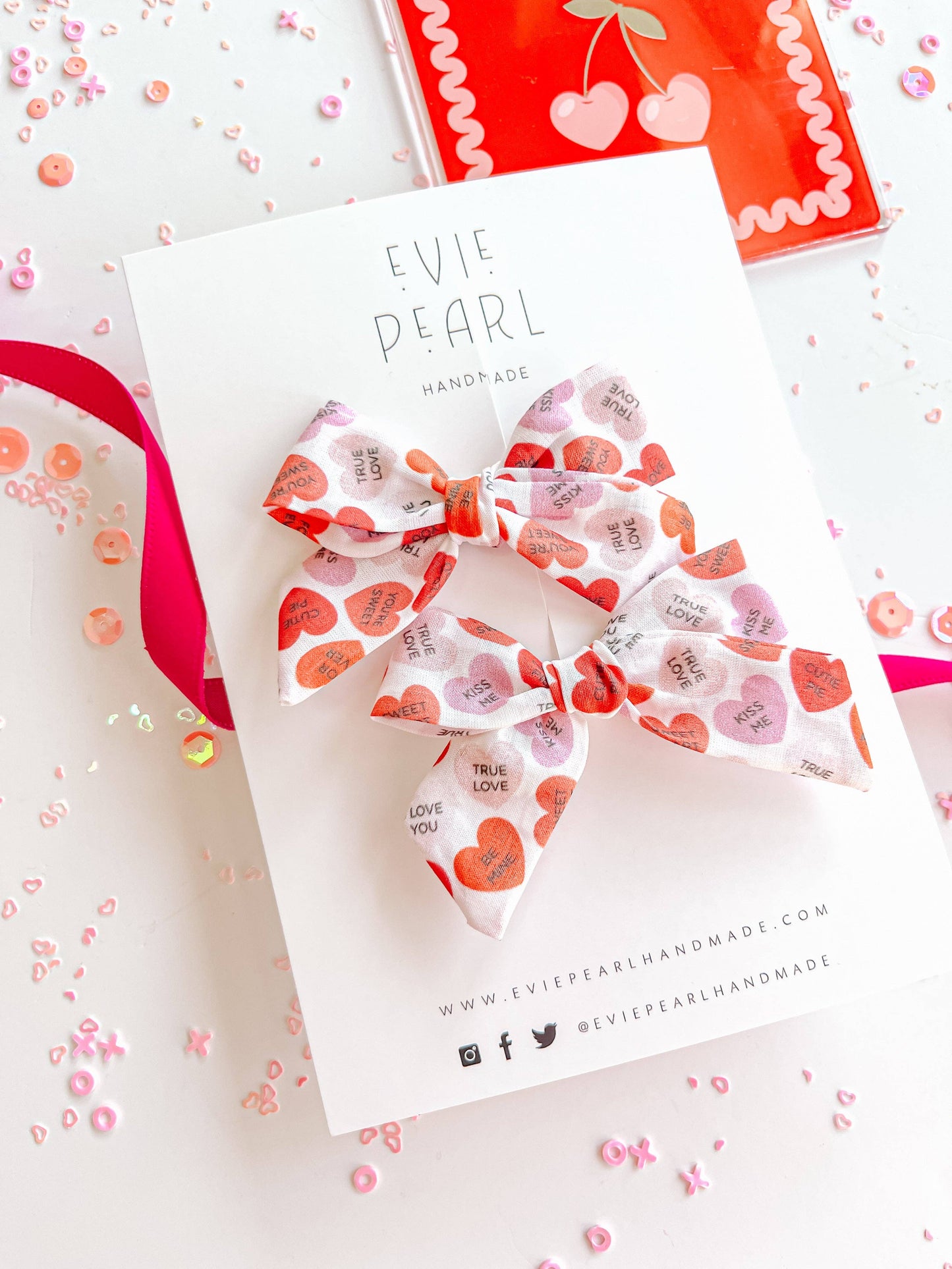Red & Pink Conversation Small Pinwheel Pigtails