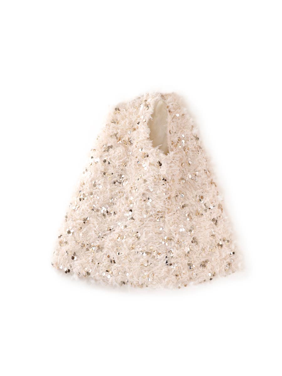 Girl’s Sequin Beige Feather Party Dress