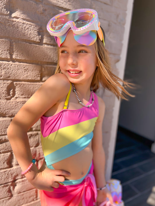 Kids One piece, one shoulder, side cut swimsuit