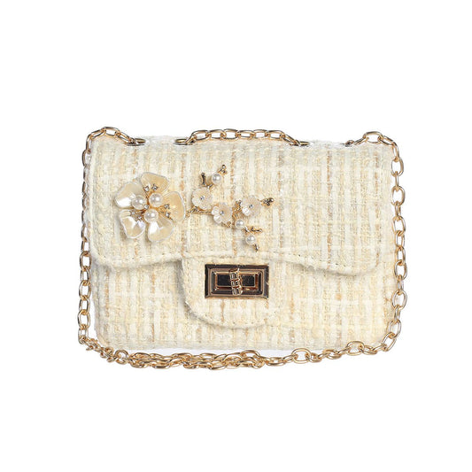 Flower Blossom Tweed Bag