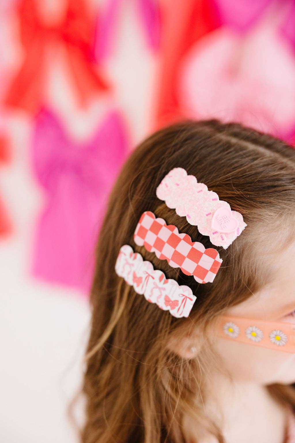 Bows, Hug Me & Checkered Snap Clip Set