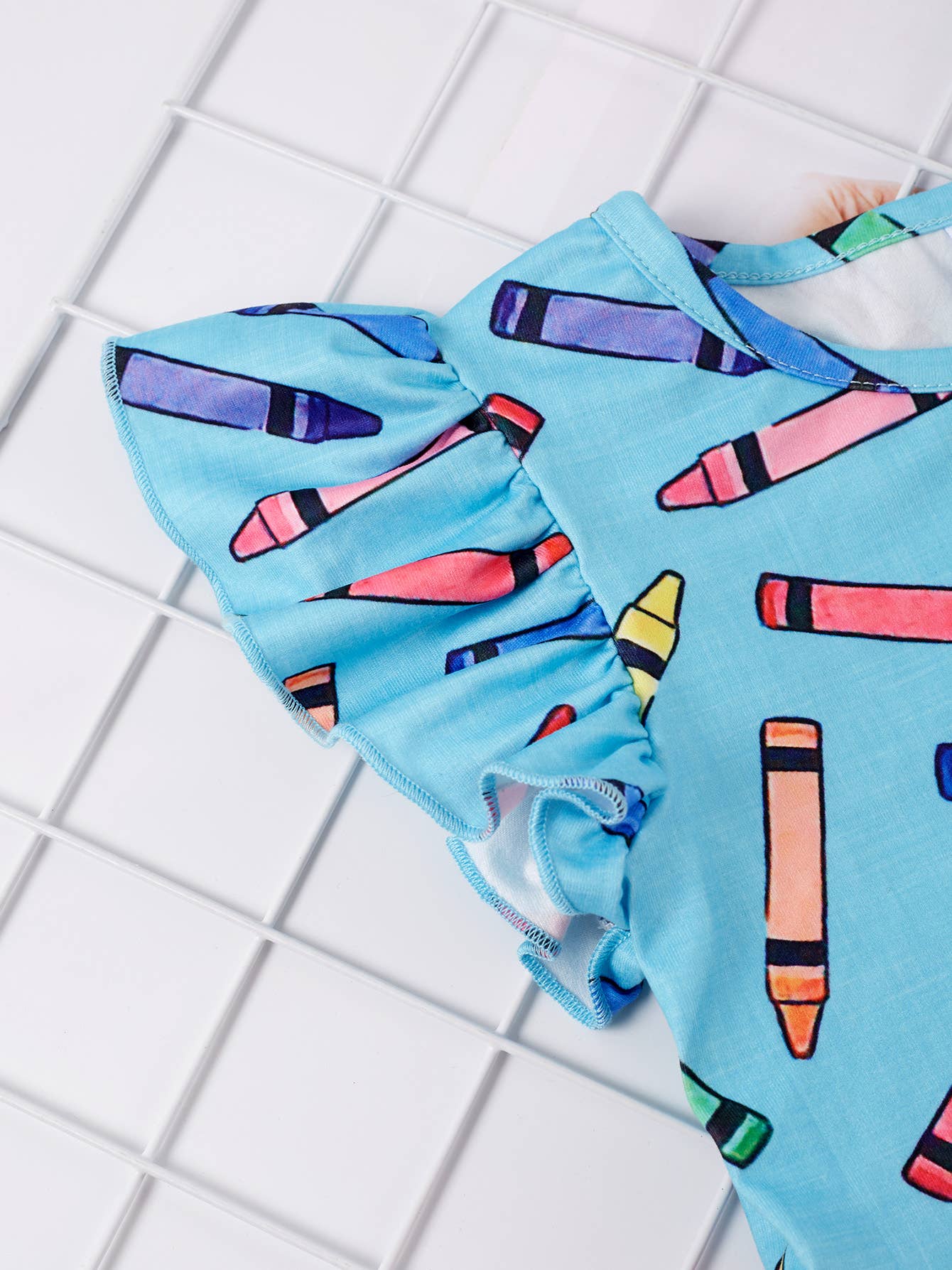 Girls Colorful Crayon Ruffle Flare Dress for back to school