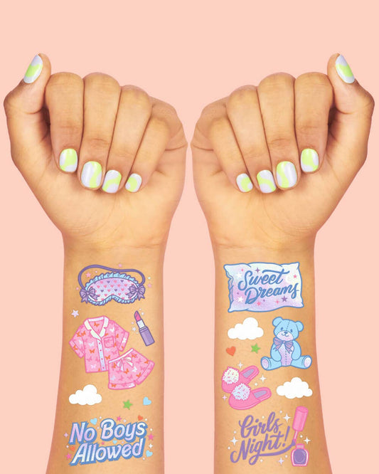 Girls Sleepover Temporary Tattoos, Birthday Party Favor