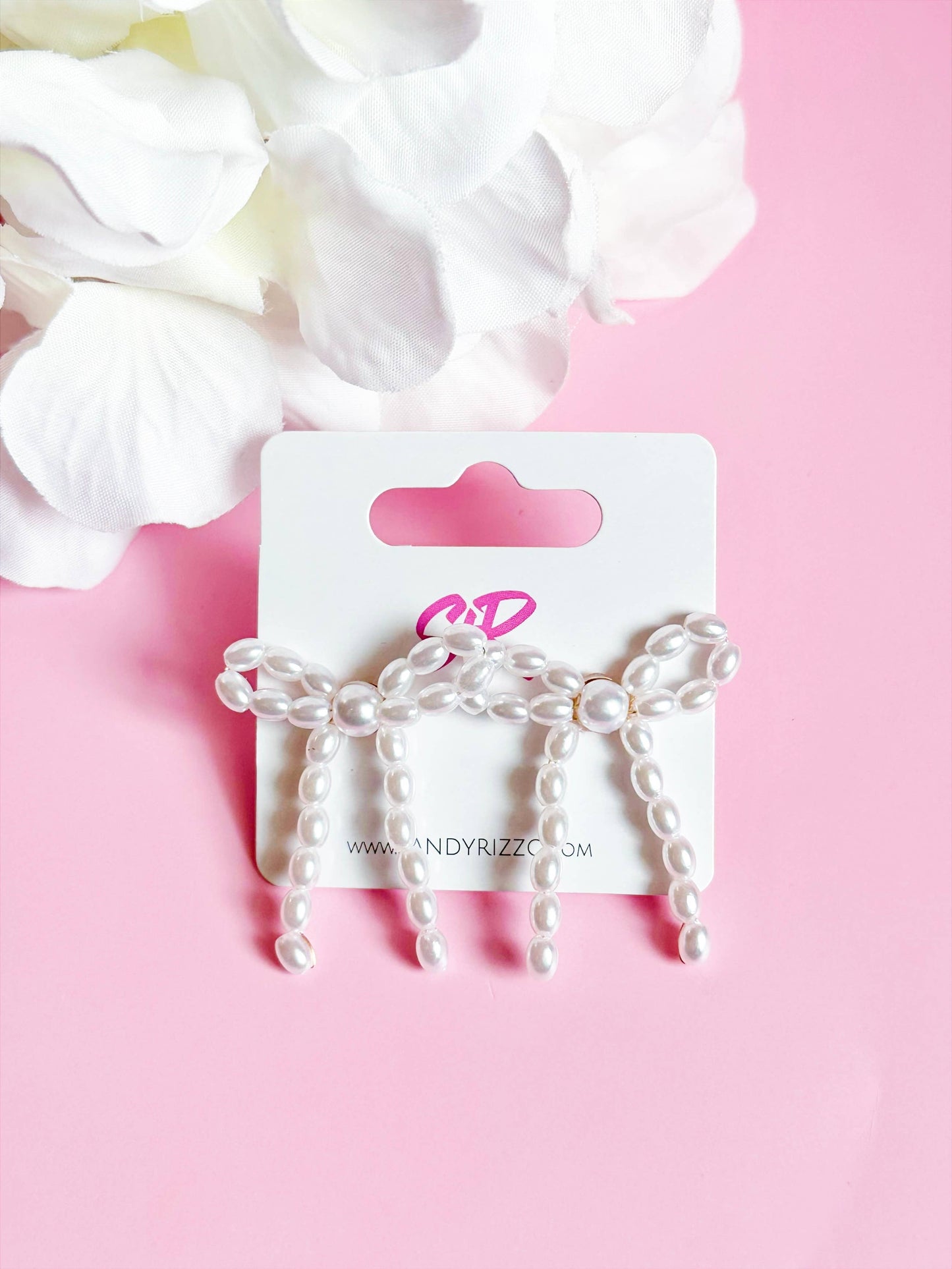 Beaded Pearl Bow Stud