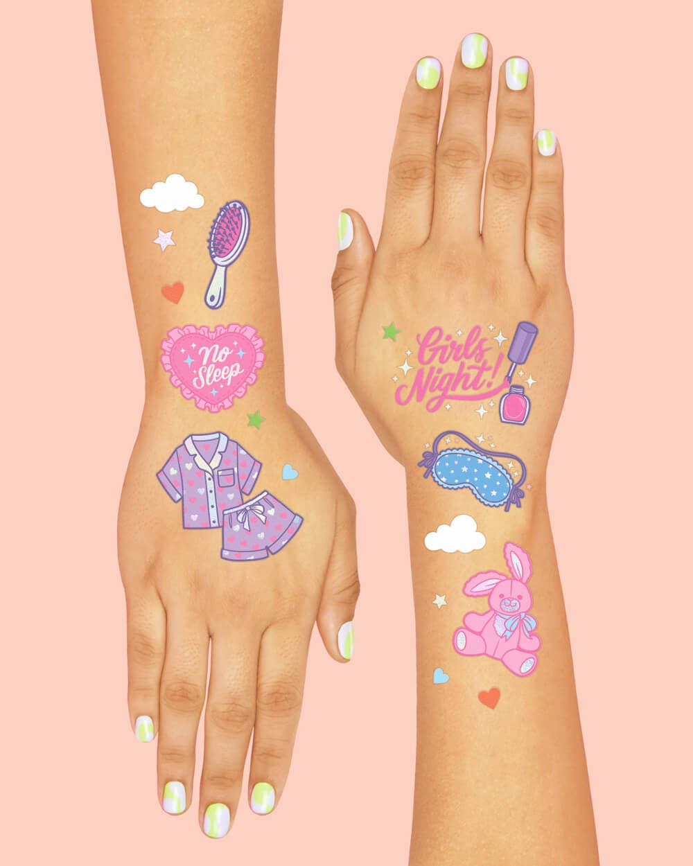 Girls Sleepover Temporary Tattoos, Birthday Party Favor