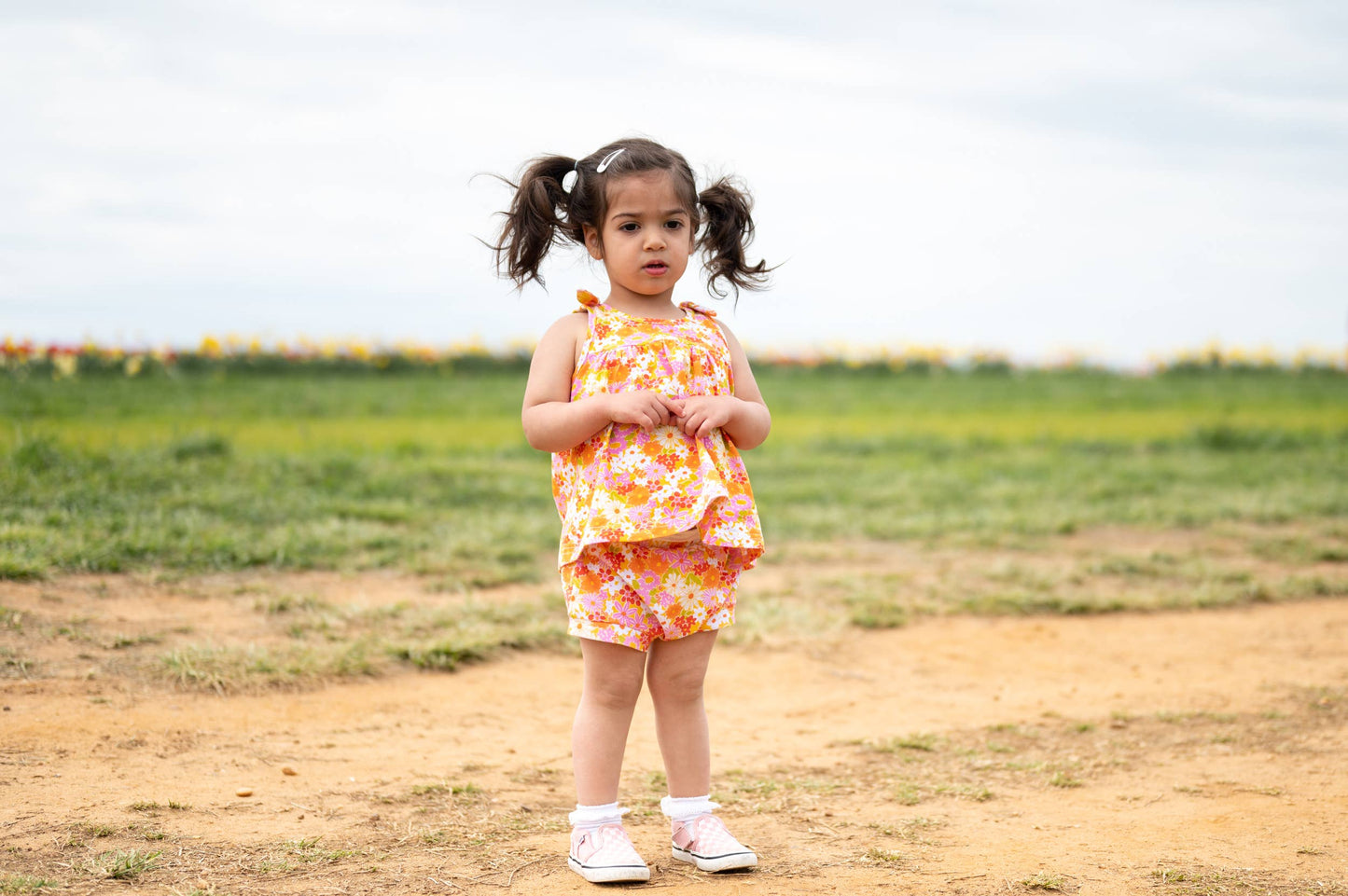 Summer Vintage Floral Two Piece Set for Baby Girls Clothes