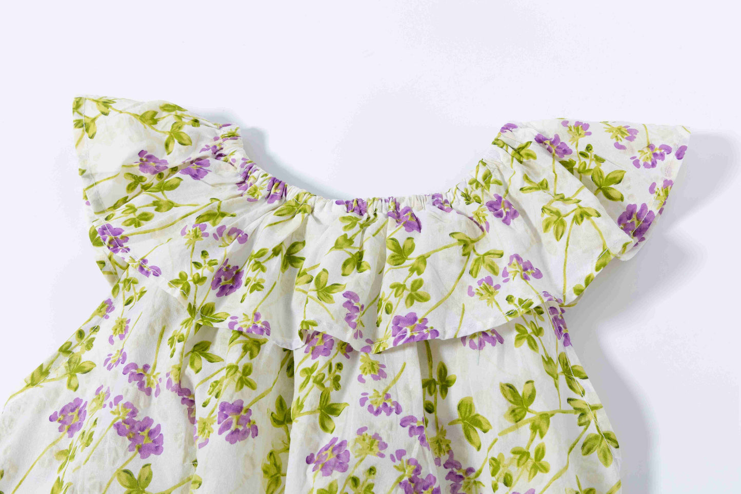 Kids Round Neck Mauve Flowers Girl's Blouse