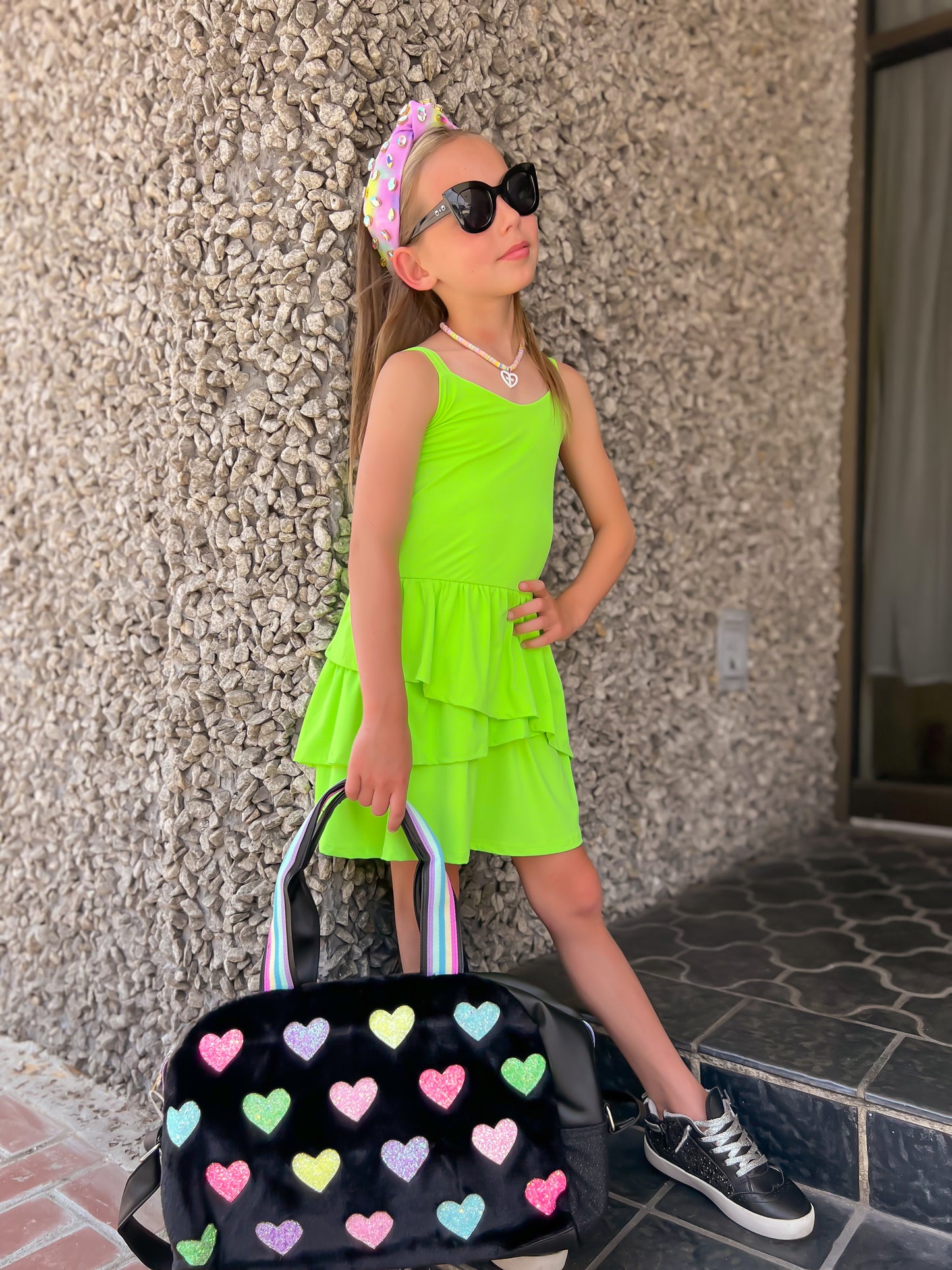 Air Swift Asymmetrical Tank Dress Lime