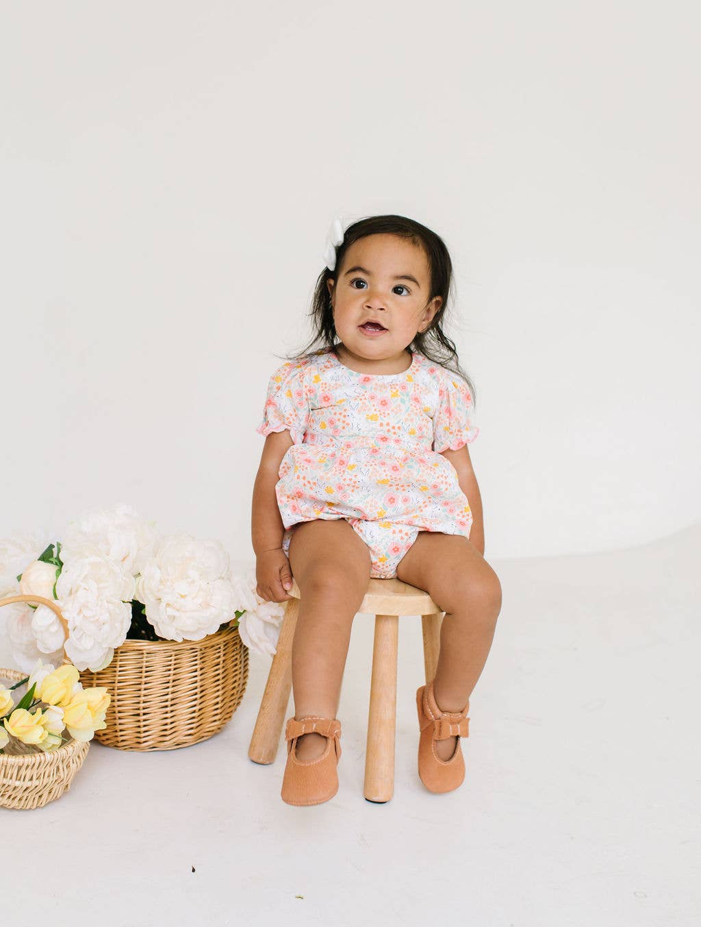 Quinn Poplin Romper in Bunny Field | baby clothing | Easter