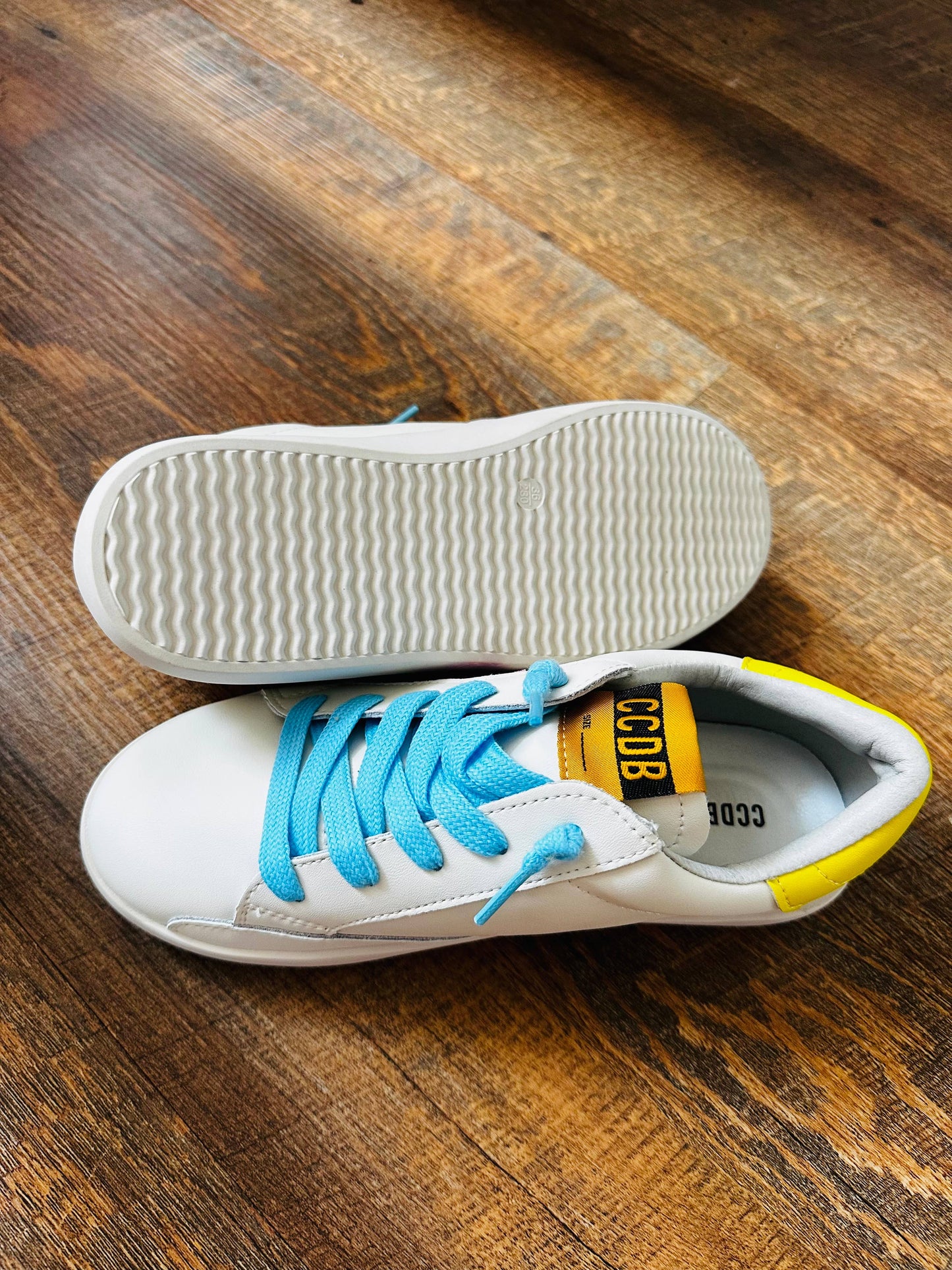 Pink Glitter Star Yellow and Blue Accent Sneakers - Kids