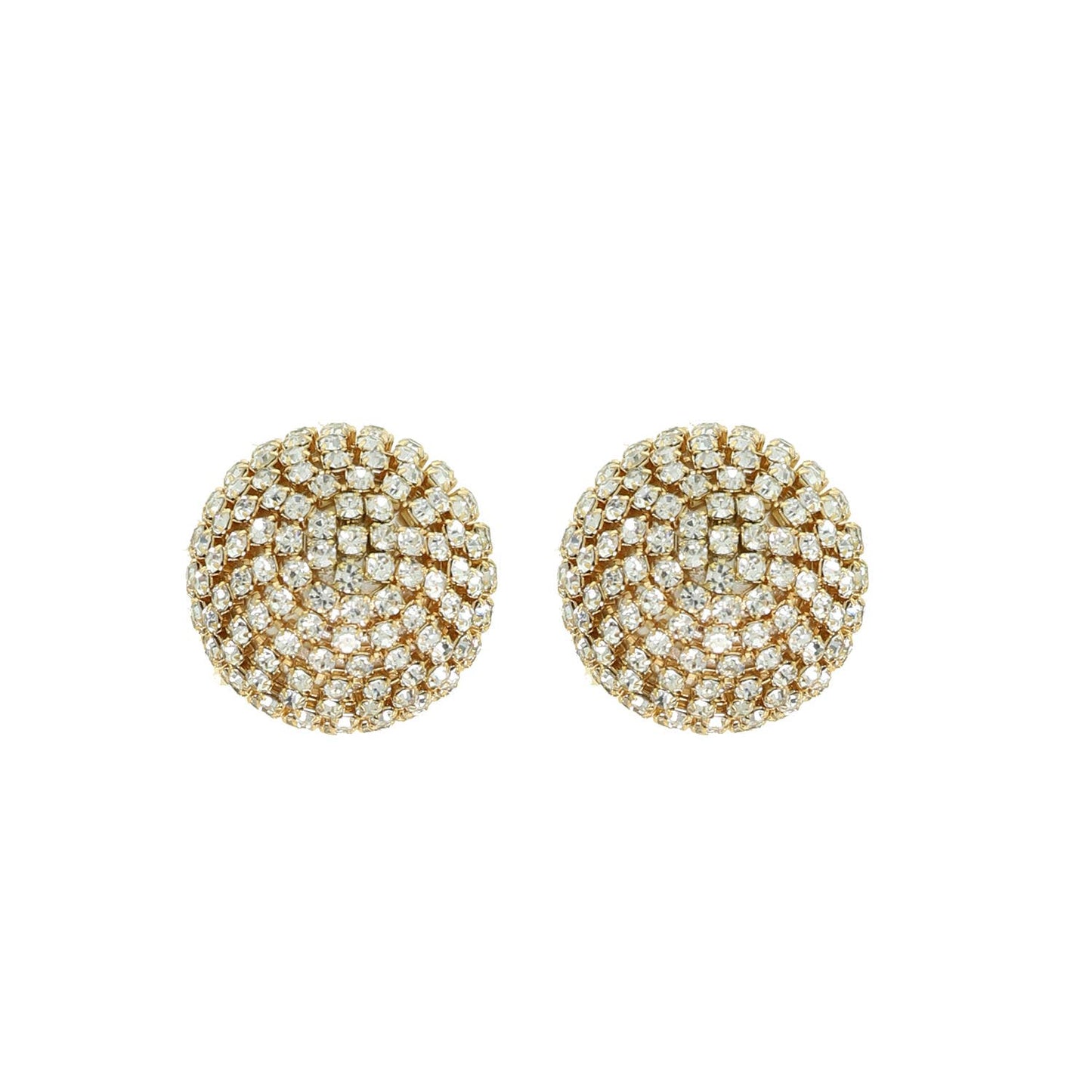 Rhinestone Pave Sphere Disco Ball Stud Earrings