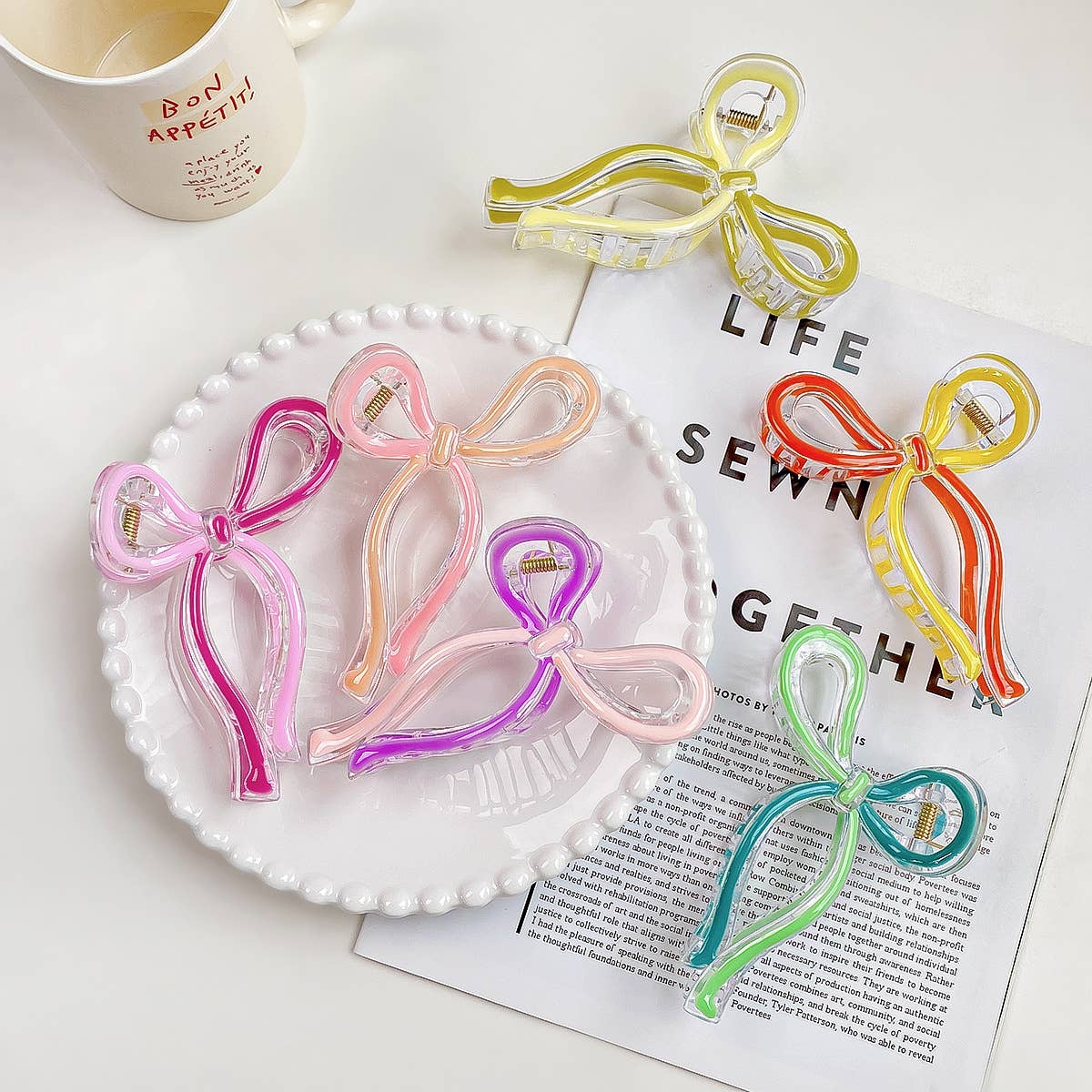 Colorful butterfly hairbow hair clip claw