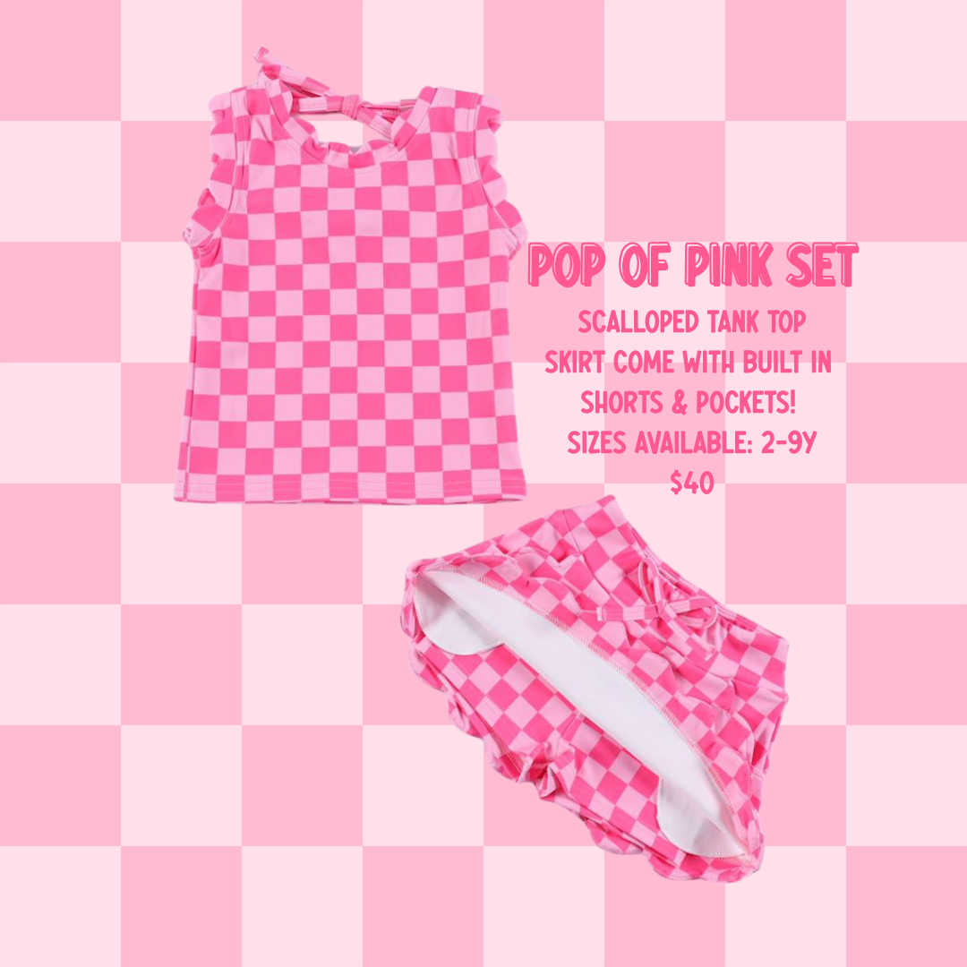Scalloped Tank Set- Pop of Pink